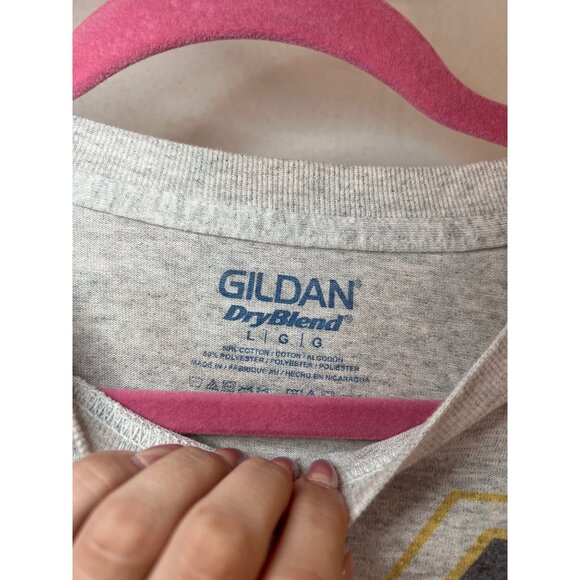 M Tigers Graphic Heather Gray T-Shirt Gildan L Cotton/Polyester Blend - Picture 3 of 4